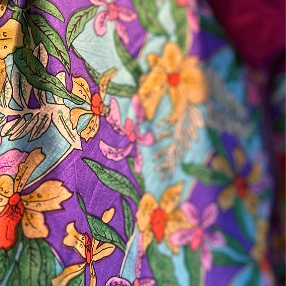 90s Retro Cassia Silk Floral Print Windbreaker Sz S - Picture 3 of 5